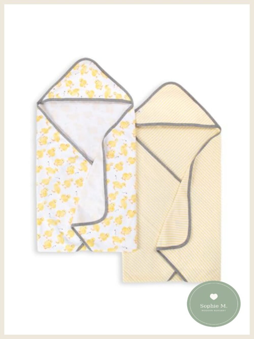 Organic Cotton Hooded Baby Towels 2-Pack Soft Absorbent Unisex Bath
